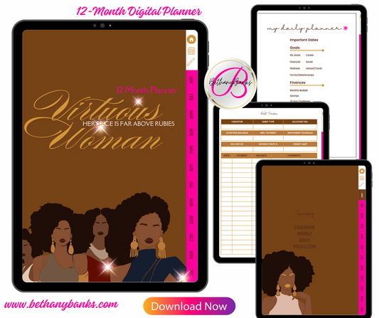 Virtuous Woman 12 Month Digital Planner
