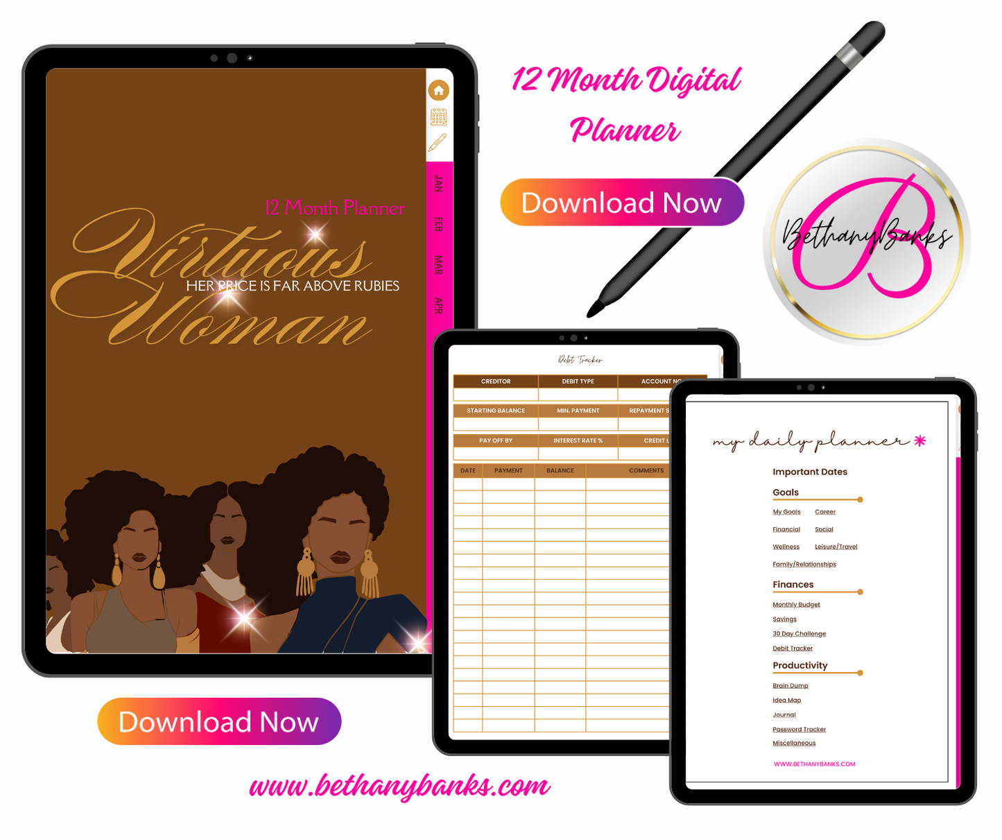 Virtuous Woman 12 Month Digital Planner